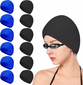 12-Pack Man Women Pure Color Nylon Spandex Fabric Swim Cap Swimming Cap Bathing Cap