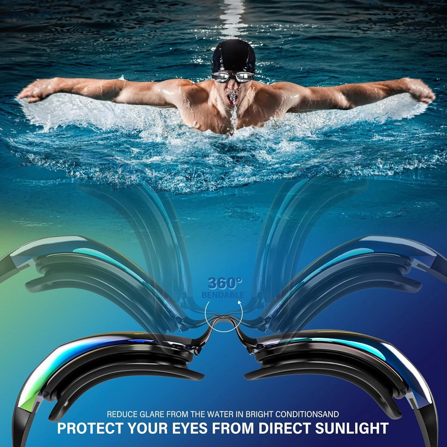 2 Pack Adult Swim Goggles with Polarized UV Lenses, Anti-Fog Leakproof for Swimming & Snorkeling