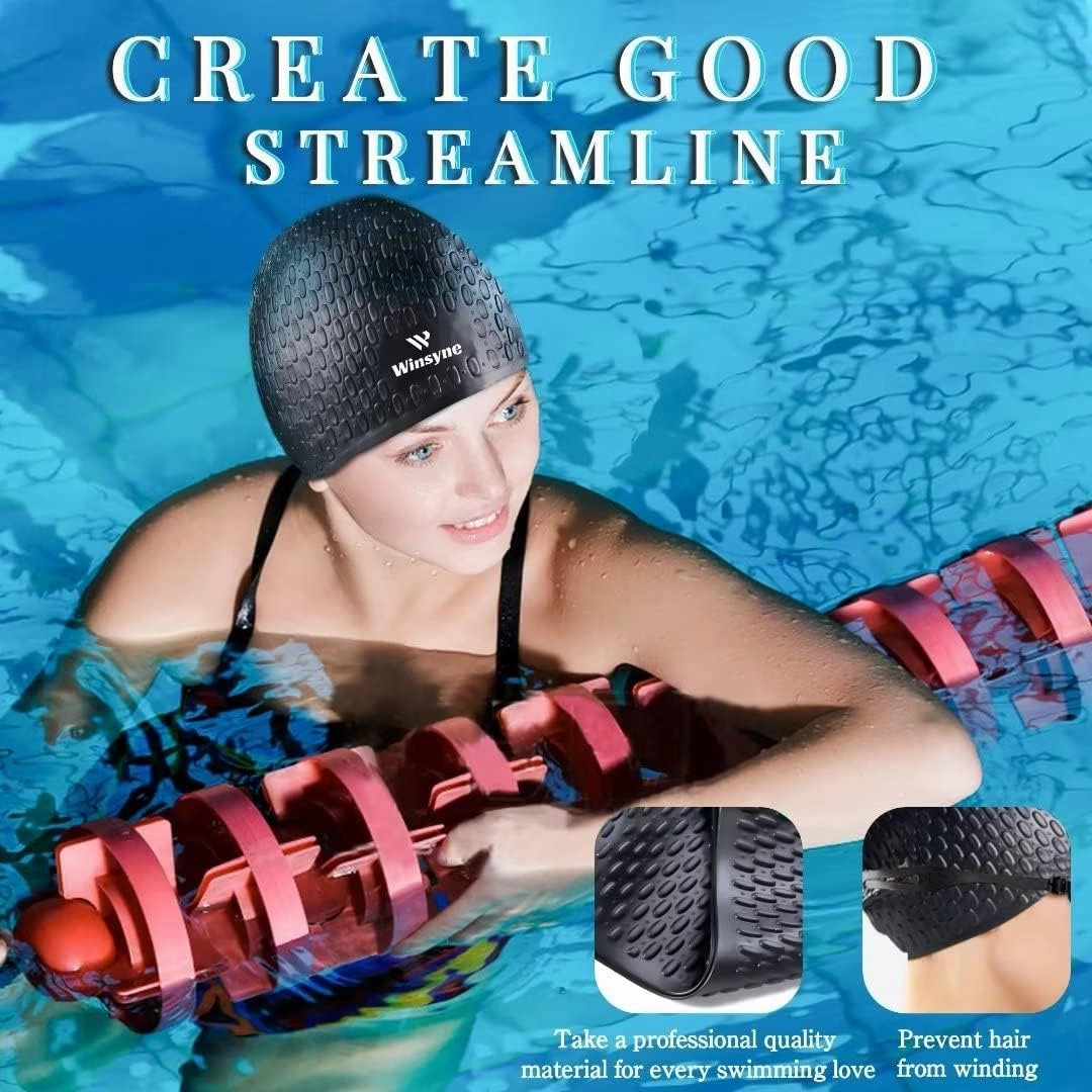2 Pack Unisex Silicone Swim Cap for Women Men, Large Size Swimming Caps for Long Hair/Braids to Keep Hair Dry, Waterproof Bathing Caps for Swimming with Ear Plugs & Nose Clip Set
