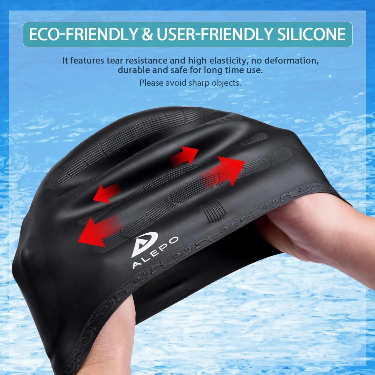 2 Pack Unisex Swim Caps with 3D Ear Protection, Durable Flexible Silicone Swimming Hats for Women Men Kids Adults, Bathing Swimming Caps for Short/Long Hair with Ear Plugs&Nose Clip