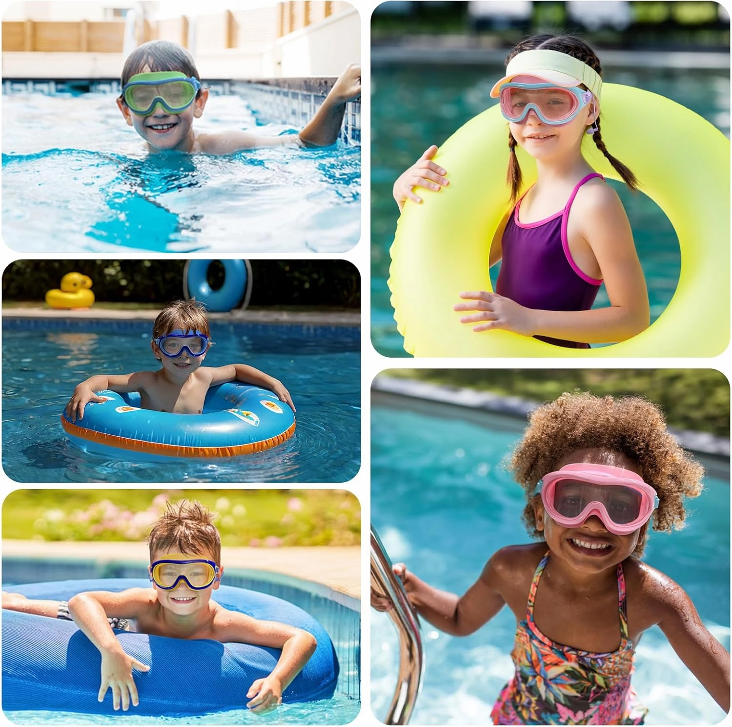 2 Packs Swim Goggles Attached Earplugs Anti-Fog UV Protection Swimming Goggles for Teens and Youths Aged 10-18