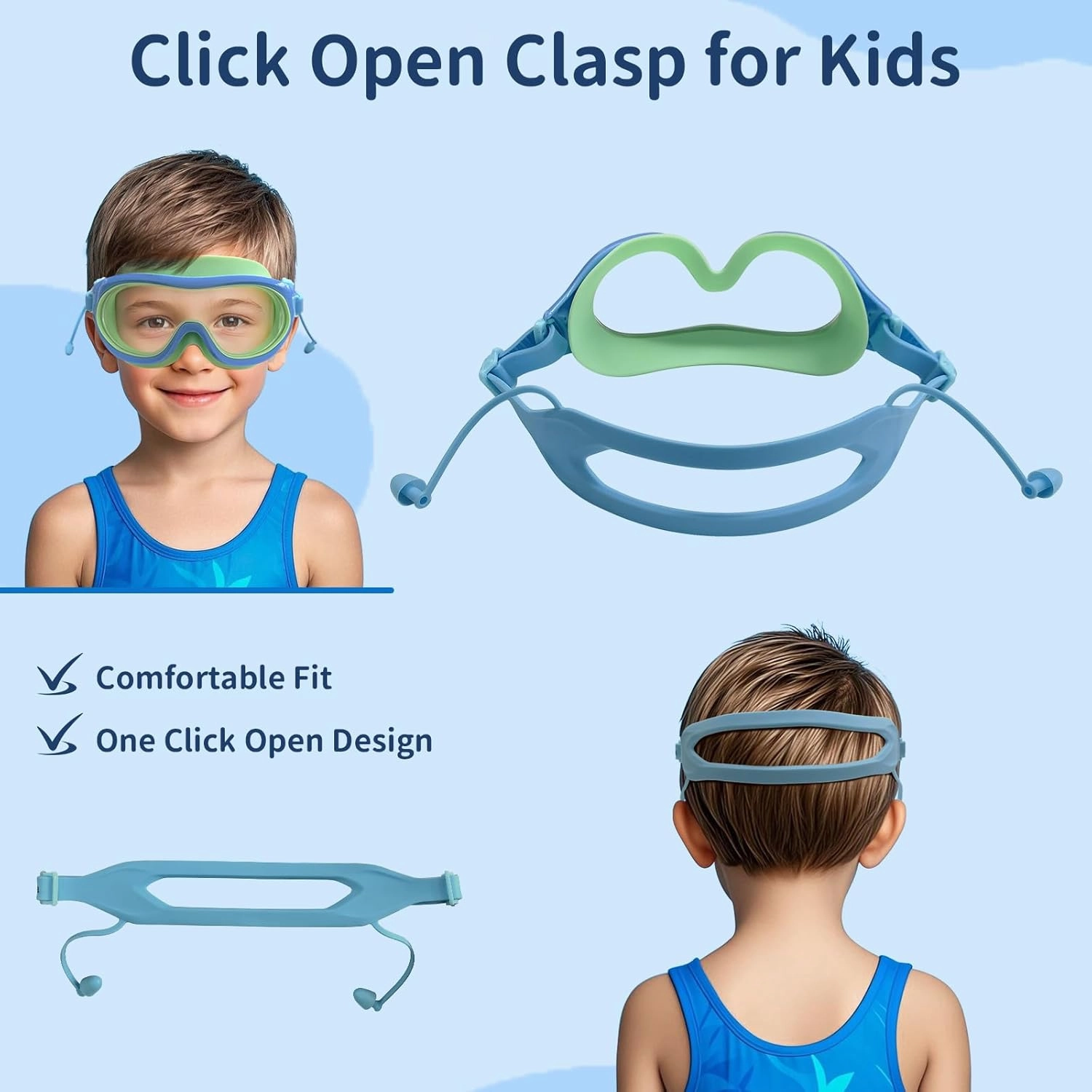 2 Packs Swim Goggles Attached Earplugs Anti-Fog UV Protection Swimming Goggles for Teens and Youths Aged 10-18
