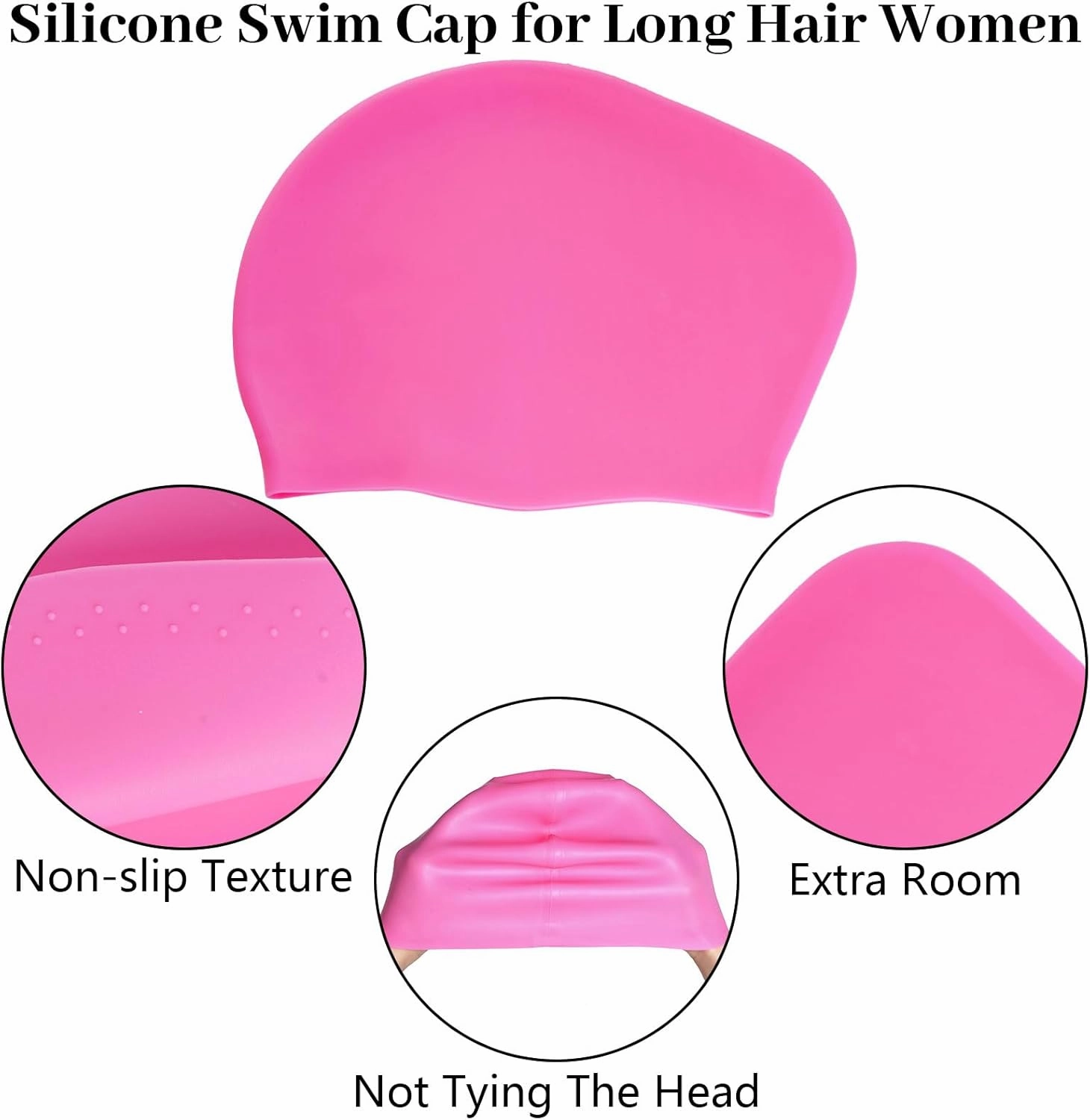 2 Pcs Extra Large Swimming Cap for Long Hair Swim Cap for Women Silicone Waterproof Swim Hats Bathing Caps to Keep Hair Dry for Women Men Adults Youths