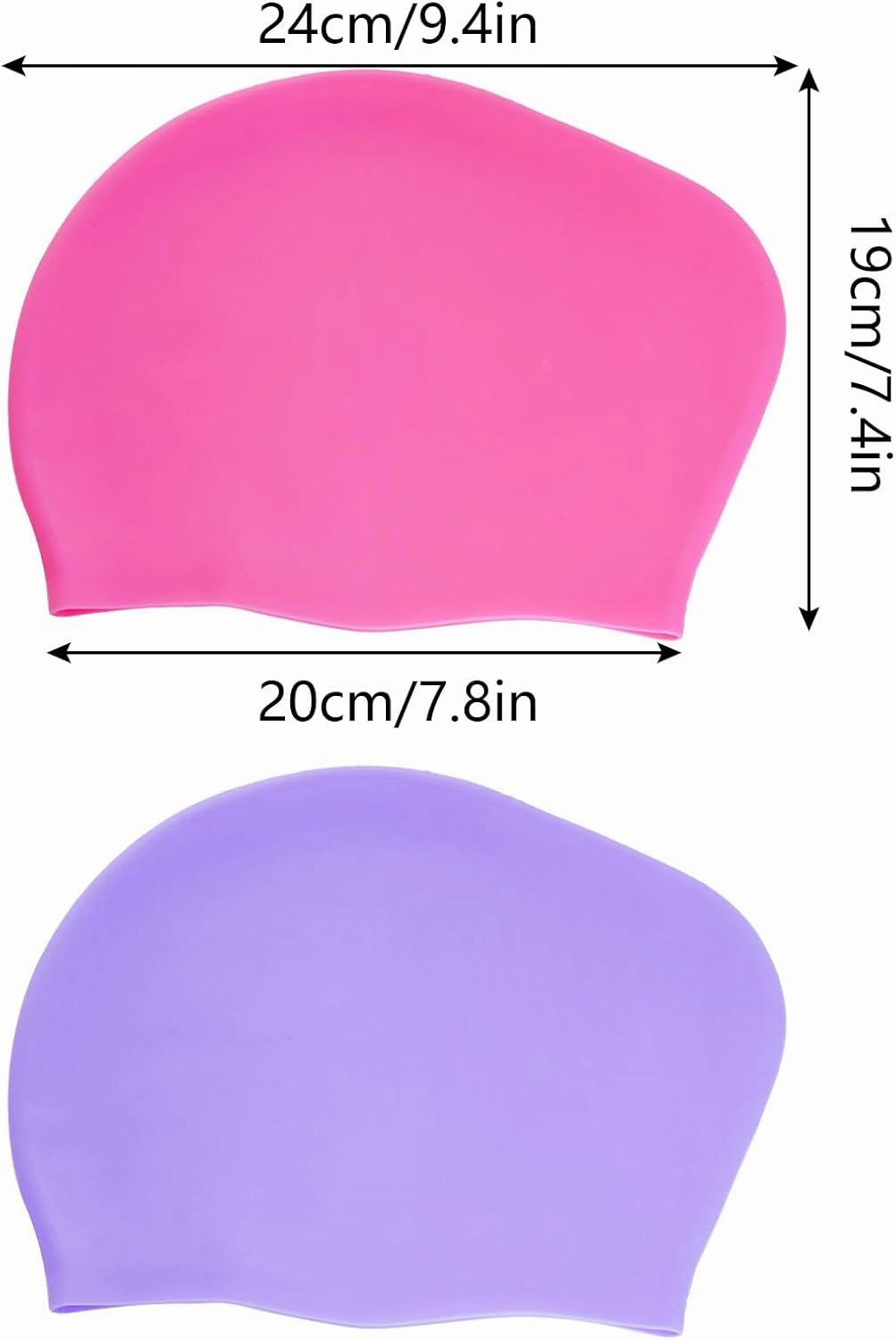 2 Pcs Extra Large Swimming Cap for Long Hair Swim Cap for Women Silicone Waterproof Swim Hats Bathing Caps to Keep Hair Dry for Women Men Adults Youths
