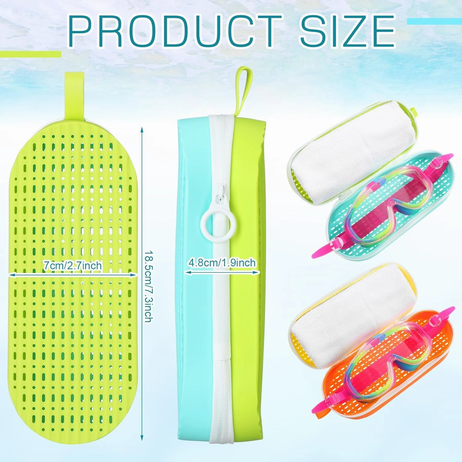 2 Pcs Swim Goggle Case for Swimming with Hole Zipper Clip Silicone Cases for Goggle Gift