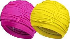 2Pack Nylon Soild Color Ladies Swimming Hat Pleated Style Swim Cap Long Hair Swimming Cap for Men Women