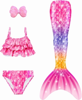 3 PCS Girls Swimsuit Bathing Suits Bikini with Cover Up Birthday Gift for Girl 3-9 Years