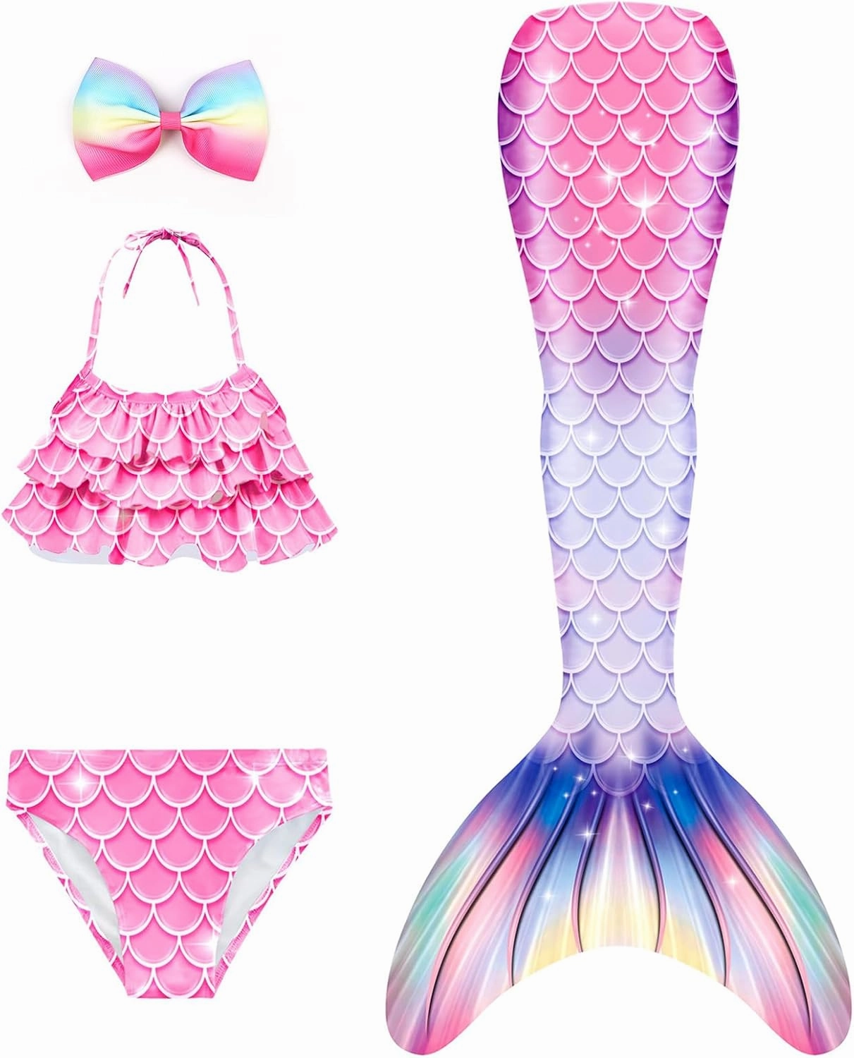 3 PCS Girls Swimsuit Bathing Suits with Cover Up Birthday Gift for Girl 3-9 Years