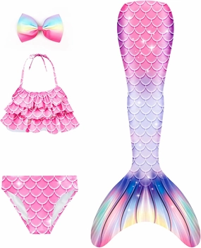 3 PCS Girls Swimsuit Bathing Suits with Cover Up Birthday Gift for Girl 3-9 Years