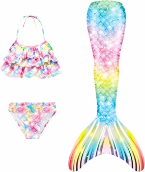 3 PCS Girls Swimsuit Bathing Suits with Cover Up Birthday Gift for Girl 3-9 Years