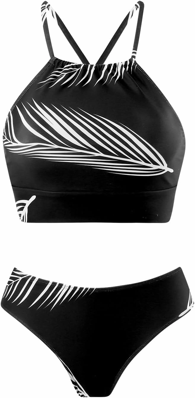 3 Piece Swimsuits for Women High Waisted Bikini Sets Retro Swimsuit with Cover up Beach Wrap Skirt