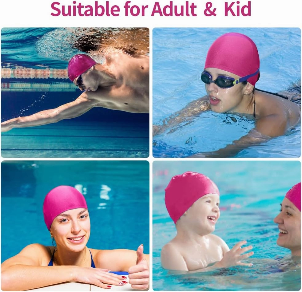 4 pcs Elastic Swim Caps for Both Women & Men & Kids Fabric Durable Non-Waterproof Cloth Swimming Pool Cap Elastic Bathing Cap