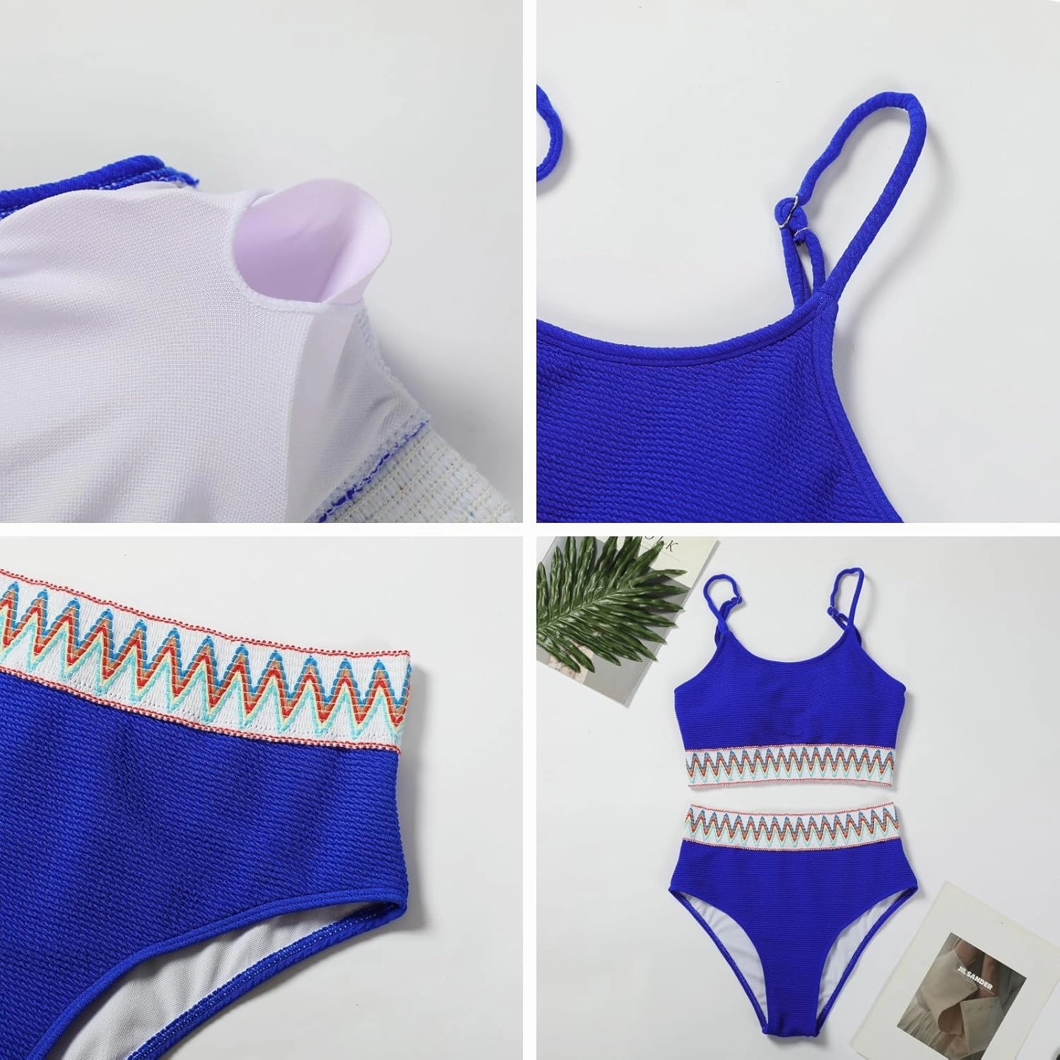 Adisputent Womens High Waisted Bikini Sets Scoop Neck Color Block Swimsuits Retro Two Piece Bathing Suits