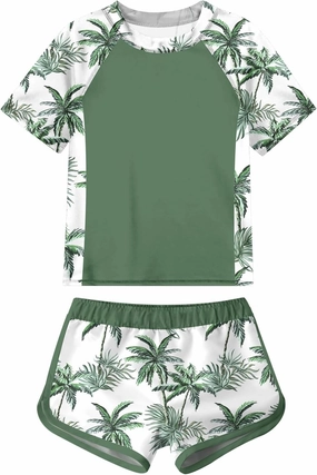 ADUKIDE Girls Rash Guard Swimsuit 2-Piece Bathing Suit UPF 50  Summer Beach Swimwear Size 7-16T