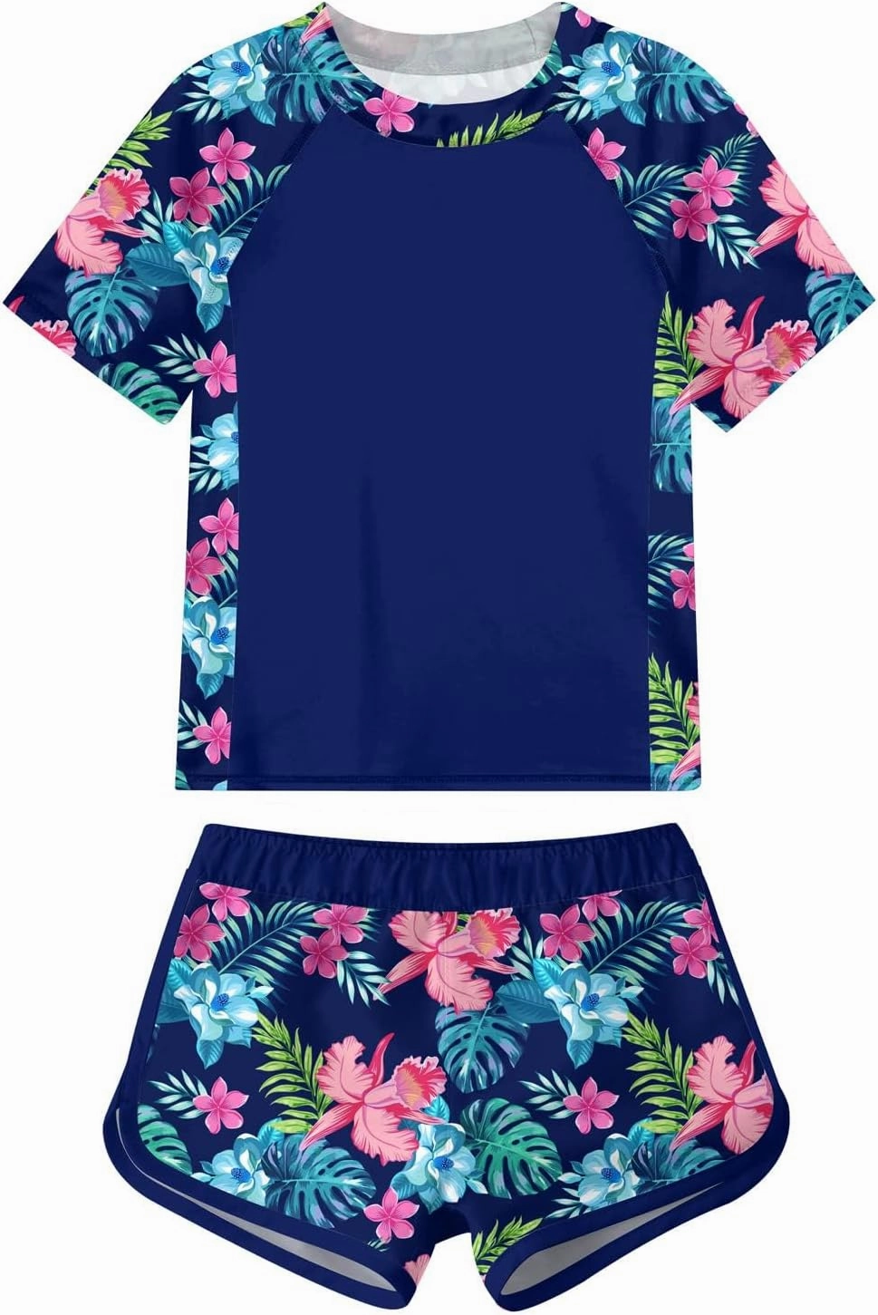 ADUKIDE Girls Rash Guard Swimsuit 2-Piece Bathing Suit UPF 50  Summer Beach Swimwear Size 7-16T