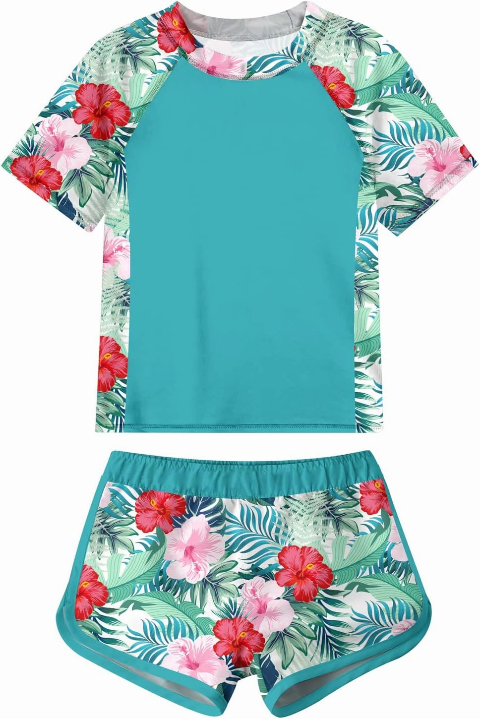 ADUKIDE Girls Rash Guard Swimsuit 2-Piece Bathing Suit UPF 50  Summer Beach Swimwear Size 7-16T