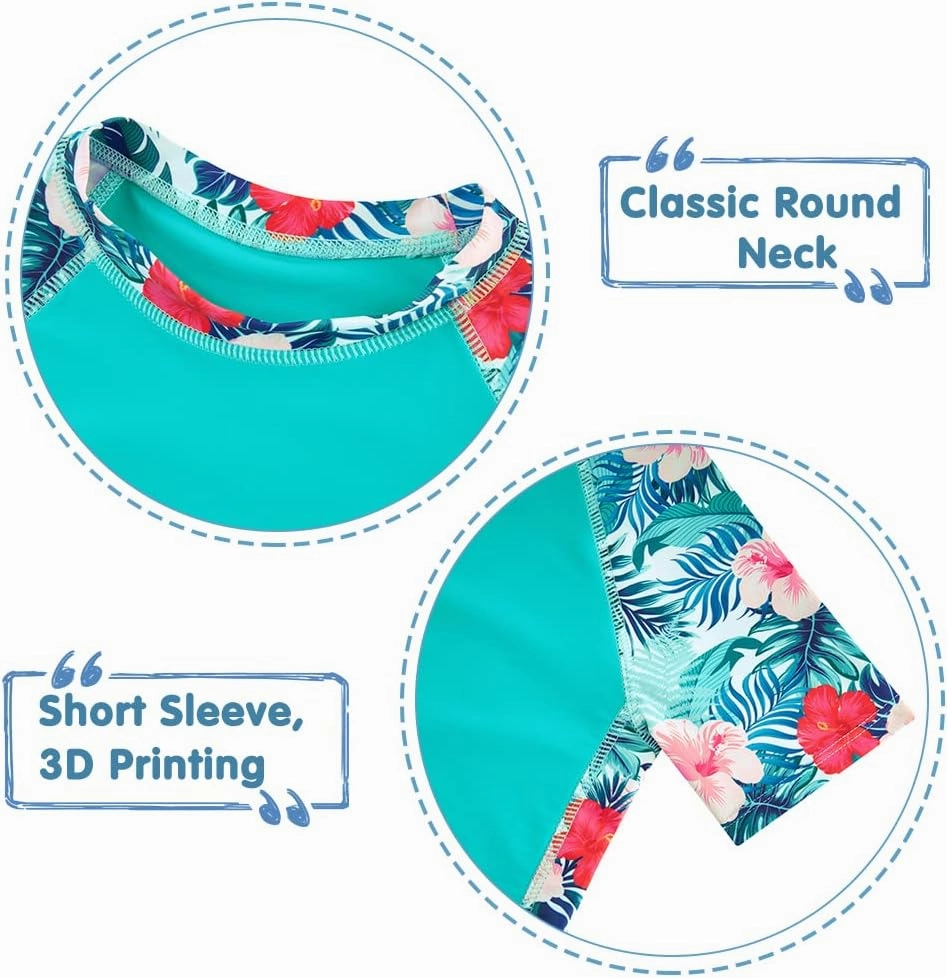 ADUKIDE Girls Rash Guard Swimsuit 2-Piece Bathing Suit UPF 50  Summer Beach Swimwear Size 7-16T