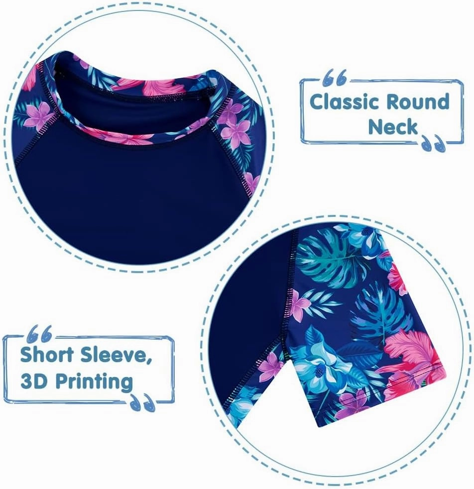 ADUKIDE Girls Rash Guard Swimsuit 2-Piece Bathing Suit UPF 50  Summer Beach Swimwear Size 7-16T