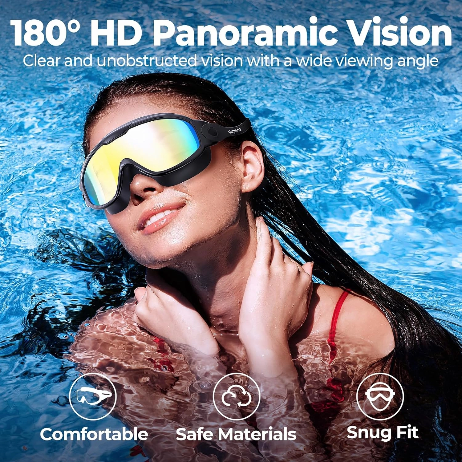 Adult Swim Goggles 2 Pack, Anti-Fog 180 Wide View UV Protection Pool Swimming Goggles for Adult Youth Men Women