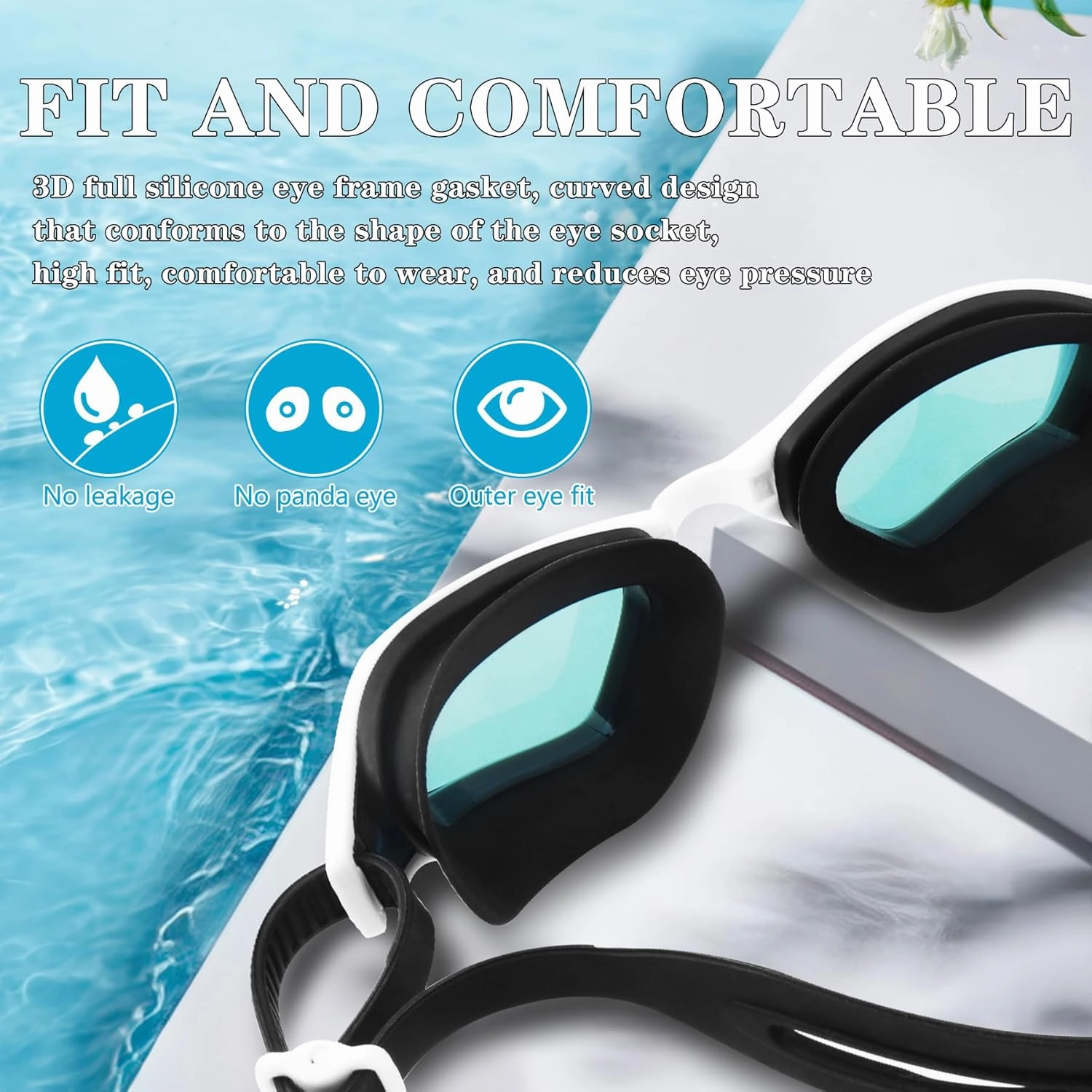Adult Swim Goggles No Leakage Anti Fog Anti UV Swimming Goggles for Men Women Clear Vision
