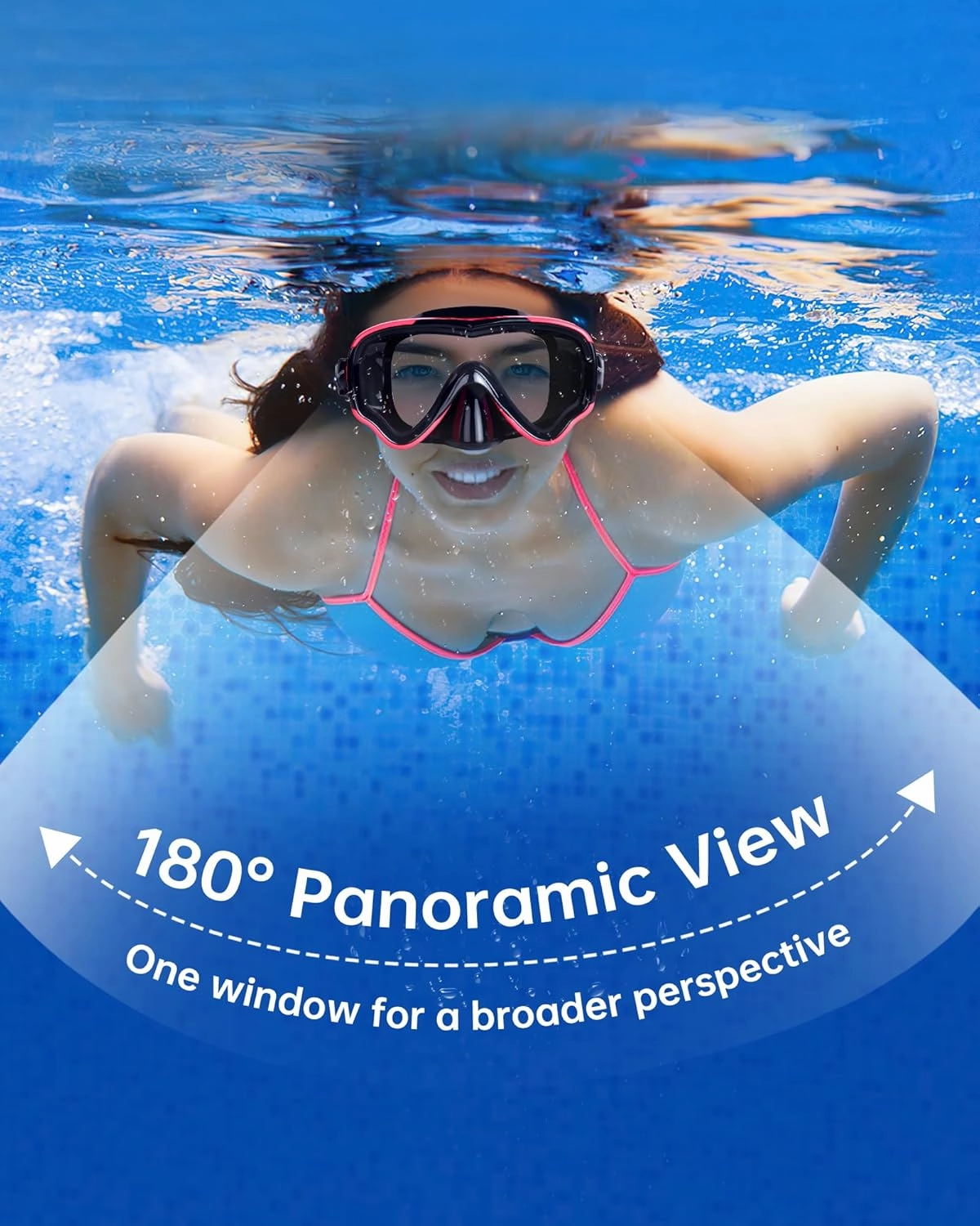 Adult Swim Goggles with Nose Cover, 180 Clear Wide View No Leak Diving Mask Pool Goggles for Women Men Adult Youth