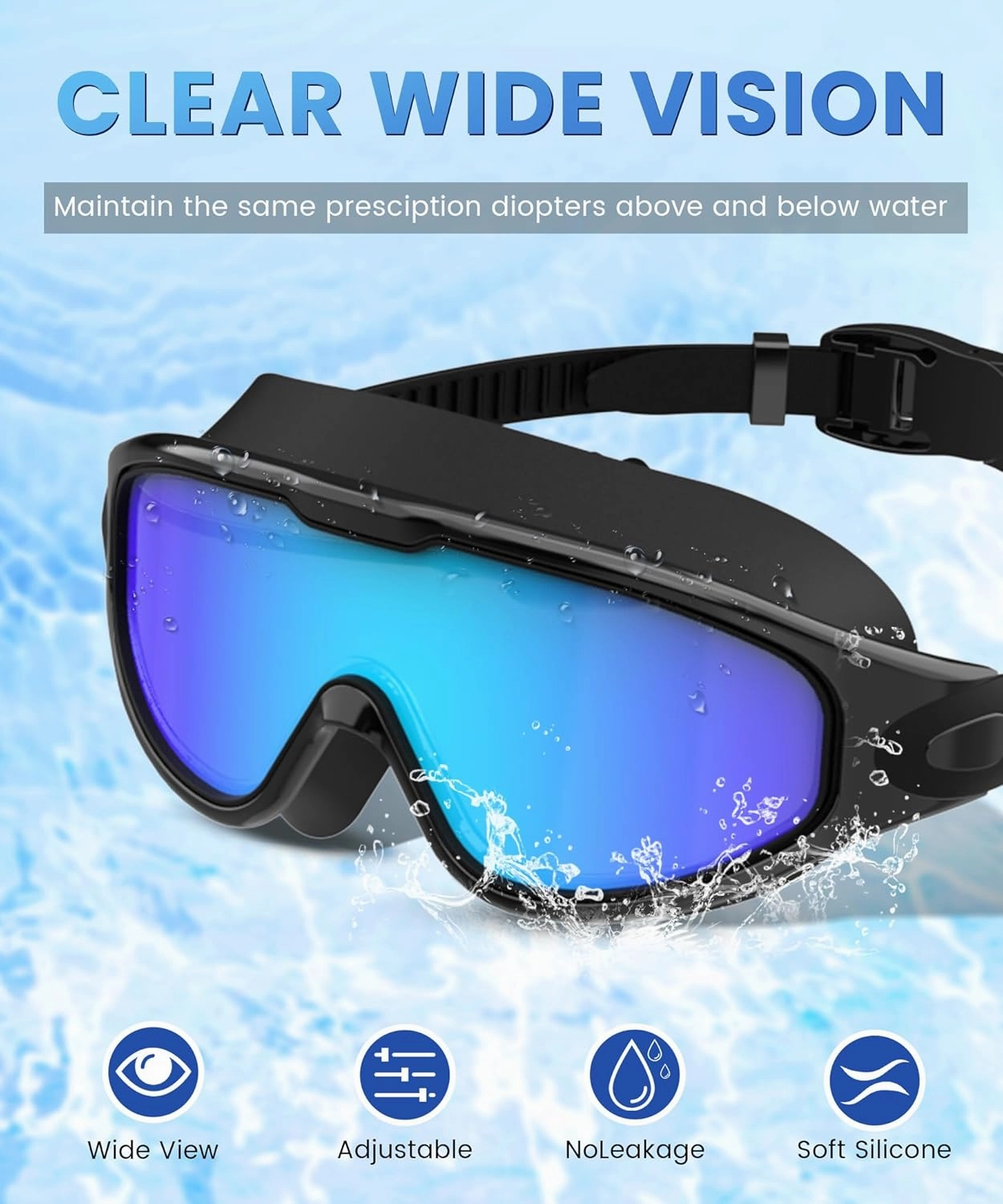 Adult Swimming Goggles-for-Men-Women-Goggles for Men:No Leaking Shatterproof Lenses with UV400 Protection Anti-Fog