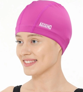 Aegend Fabric Swim Cap, Silicone Waterproof Layer - Breathable Cloth Swimming Cap, Keep Hair Dry with Hight Elasticity for Youth Kids Women Men, 2 Sizes to Choose