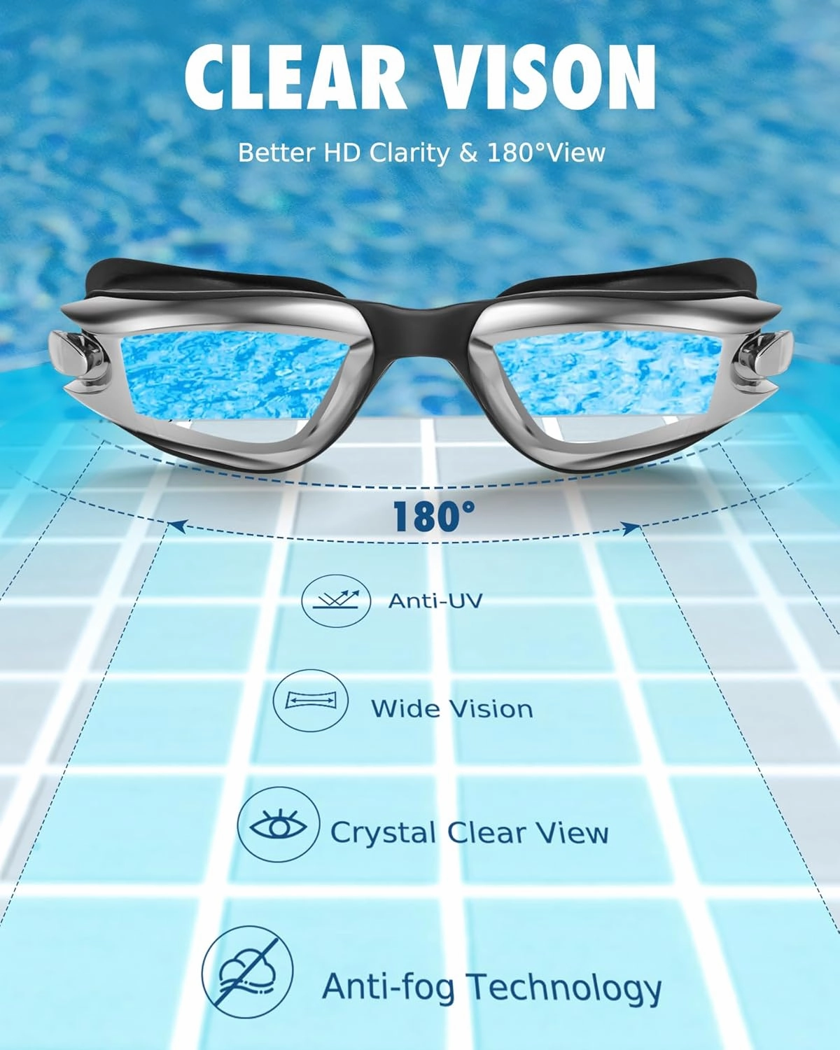 Aegend Kids Swim Goggles, Pack of 2 Swimming Goggles for Children Boys & Girls Age 3-14