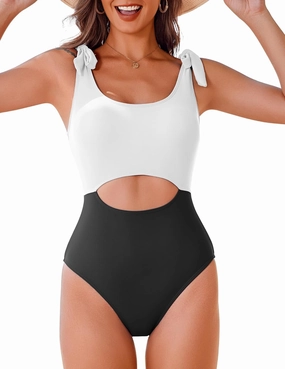 AI'MAGE One Piece Swimsuit Women 2025 Tummy Control Bathing Suits Cutout Scoop Neck Swimwear Push Up Swim Suit