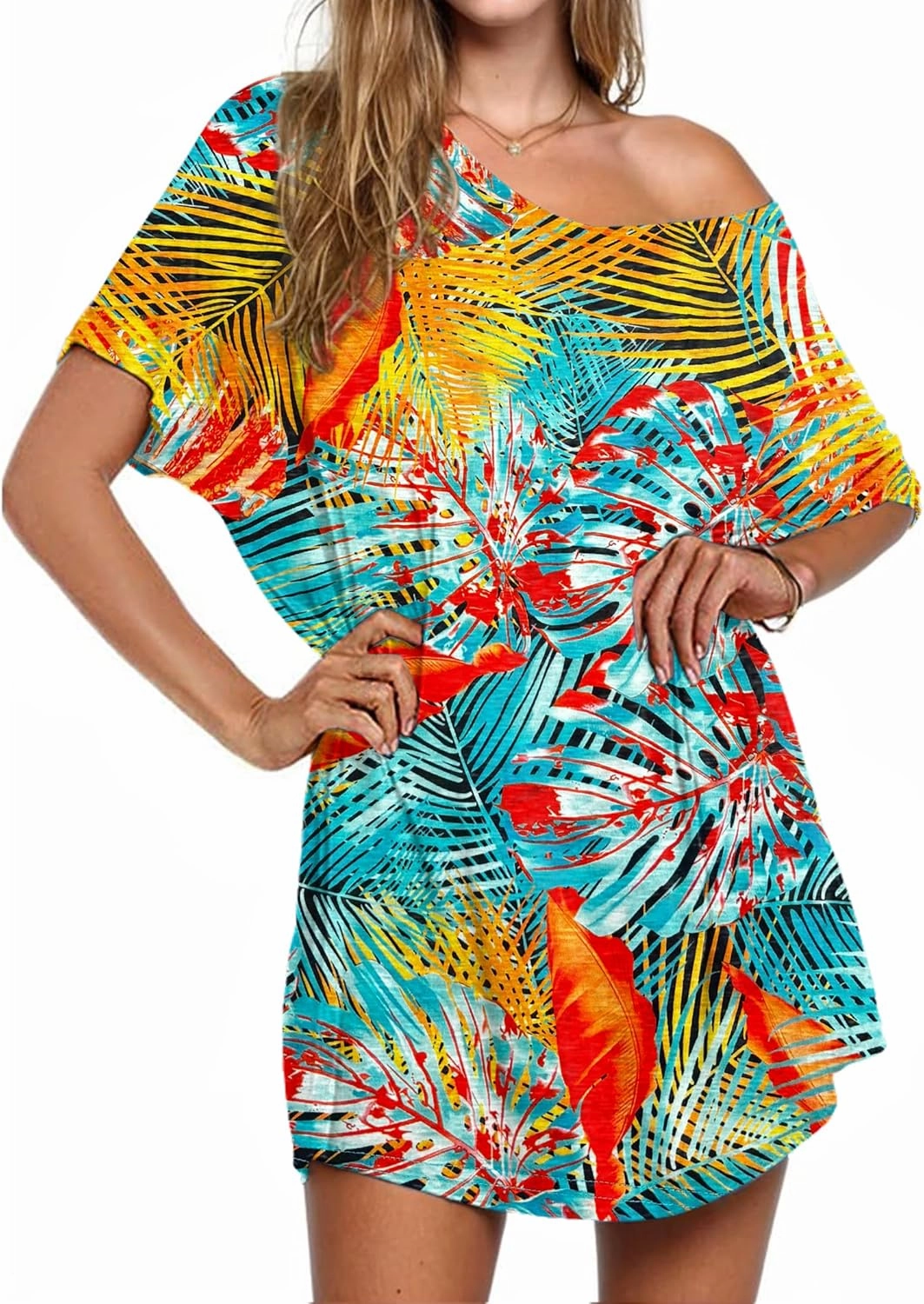 AI'MAGE Swimsuit Cover Up Women's Beach Dress Plus Size Bathing Suit Coverup Casual T Shirt Dresses Beachwear