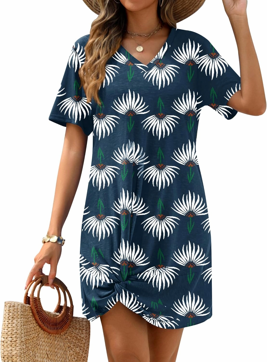 AI'MAGE Swimsuit Cover Ups for Women Short Sleeve Bathing Suit Coverup Casual Bikini Swimwear Beach Cover Up Dress S-XXL