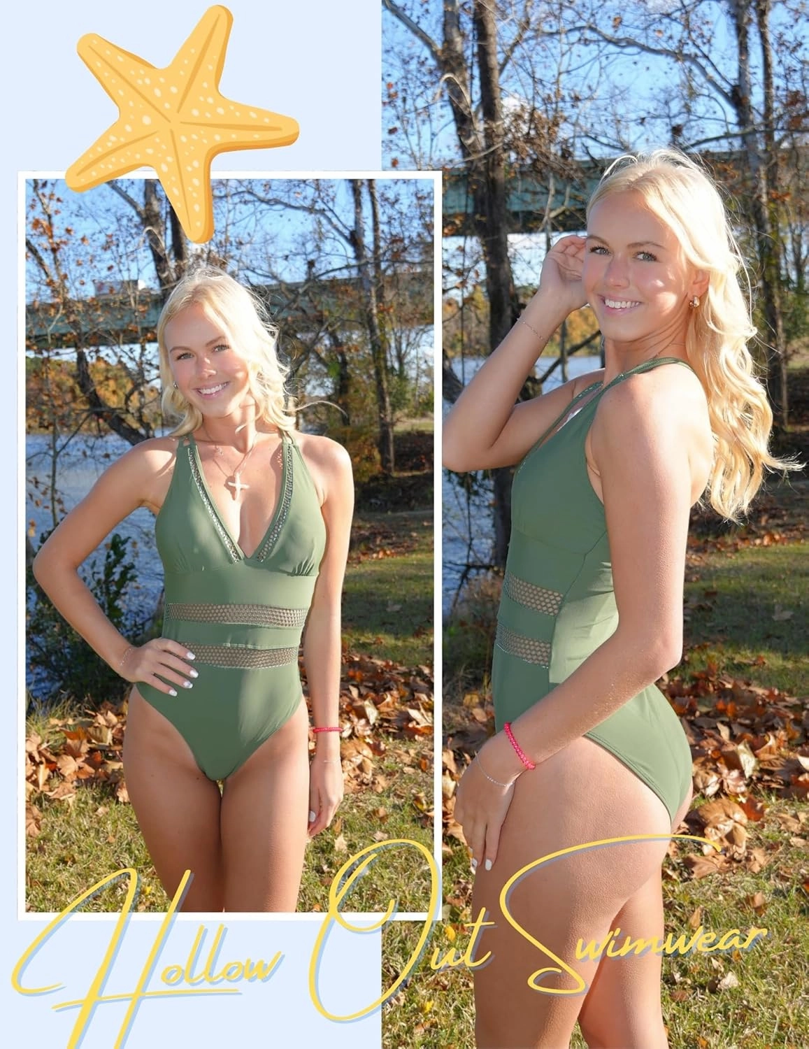 AI'MAGE Women One Piece Swimsuit Sexy V Neck Bathing Suits Tummy Control Swimsuits Mesh Hollow Out Swimwear S-XXL