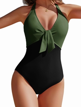 AI'MAGE Women's One Piece Swimsuits Halter Bathing Suits Push Up Swim Suits Slimming Tummy Control Swimwear S-XXL