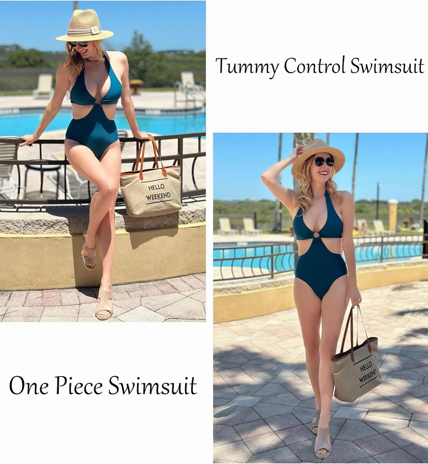 AI'MAGE Women's One Piece Swimsuits Tummy Control O Ring Cutout High Waisted Bathing Suit Tie Back Swimwear