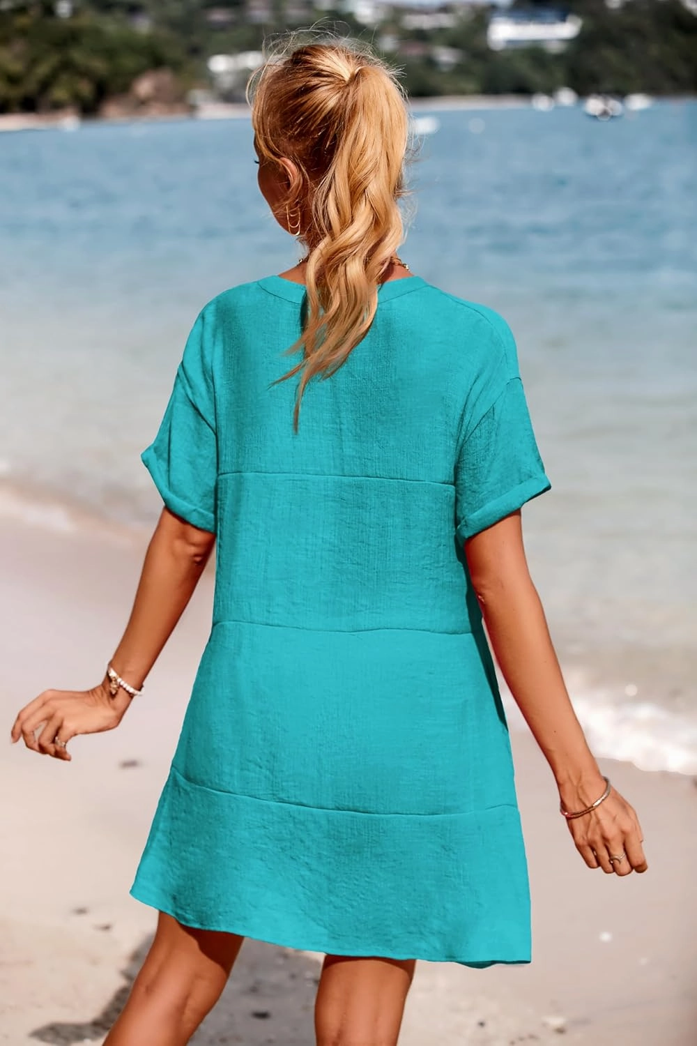 AI'MAGE Women's Swimsuit Coverups Bikini Beach Swimwear Cover Up A-line Bathing Suit Cover Up Dress with Pockets
