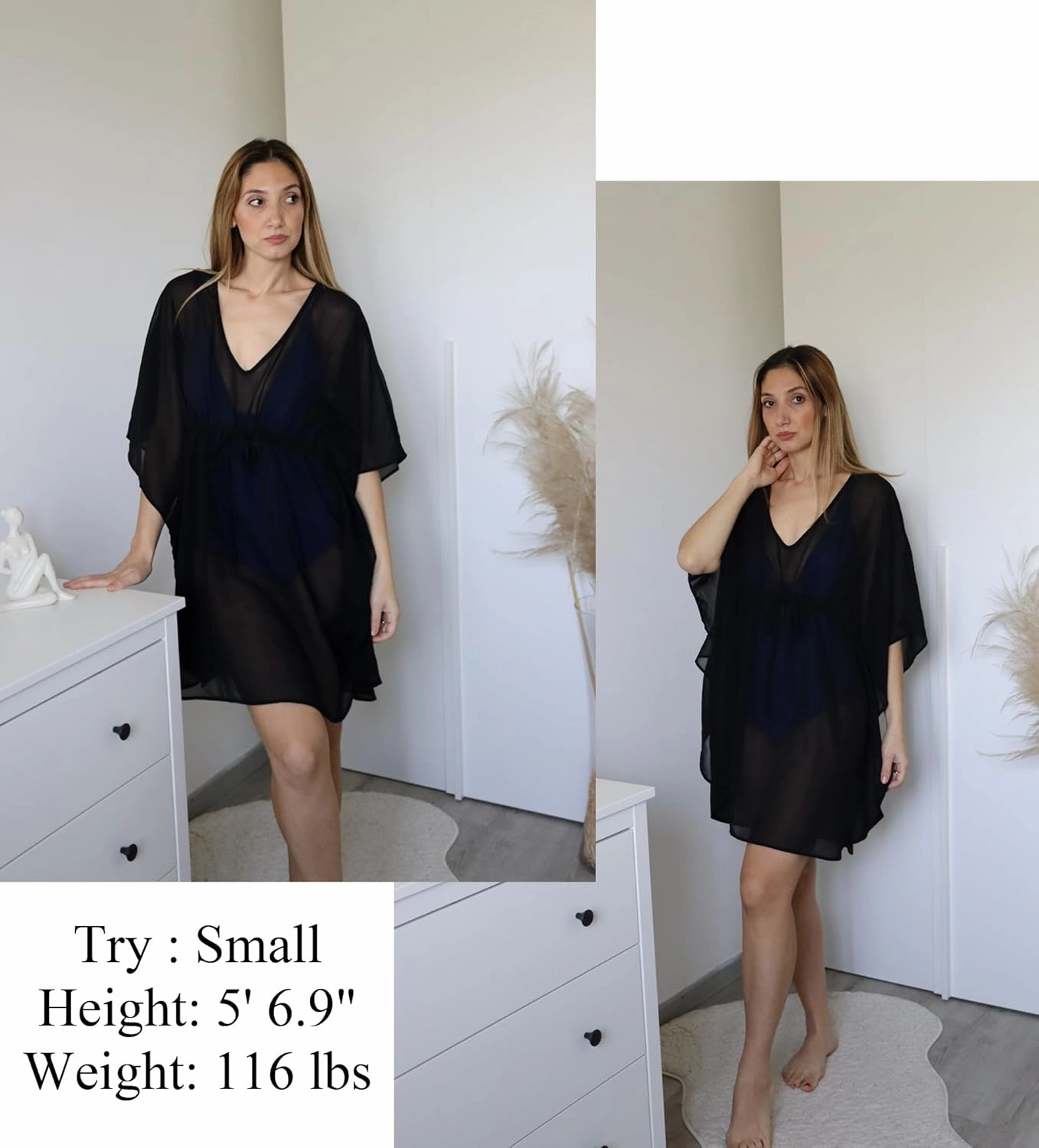 AI'MAGE Womens Beach Swimsuit Coverup Sexy Sheer Bathing Suit Cover Up Dress Swimwear Tie Waist Chiffon Beachwear