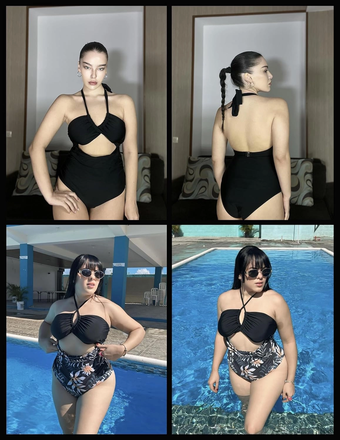 AI'MAGE Womens One Piece Swimsuit Tummy Control Bathing Suit Sexy V Neck Cutout Swimsuits Push Up Swimwear 2025