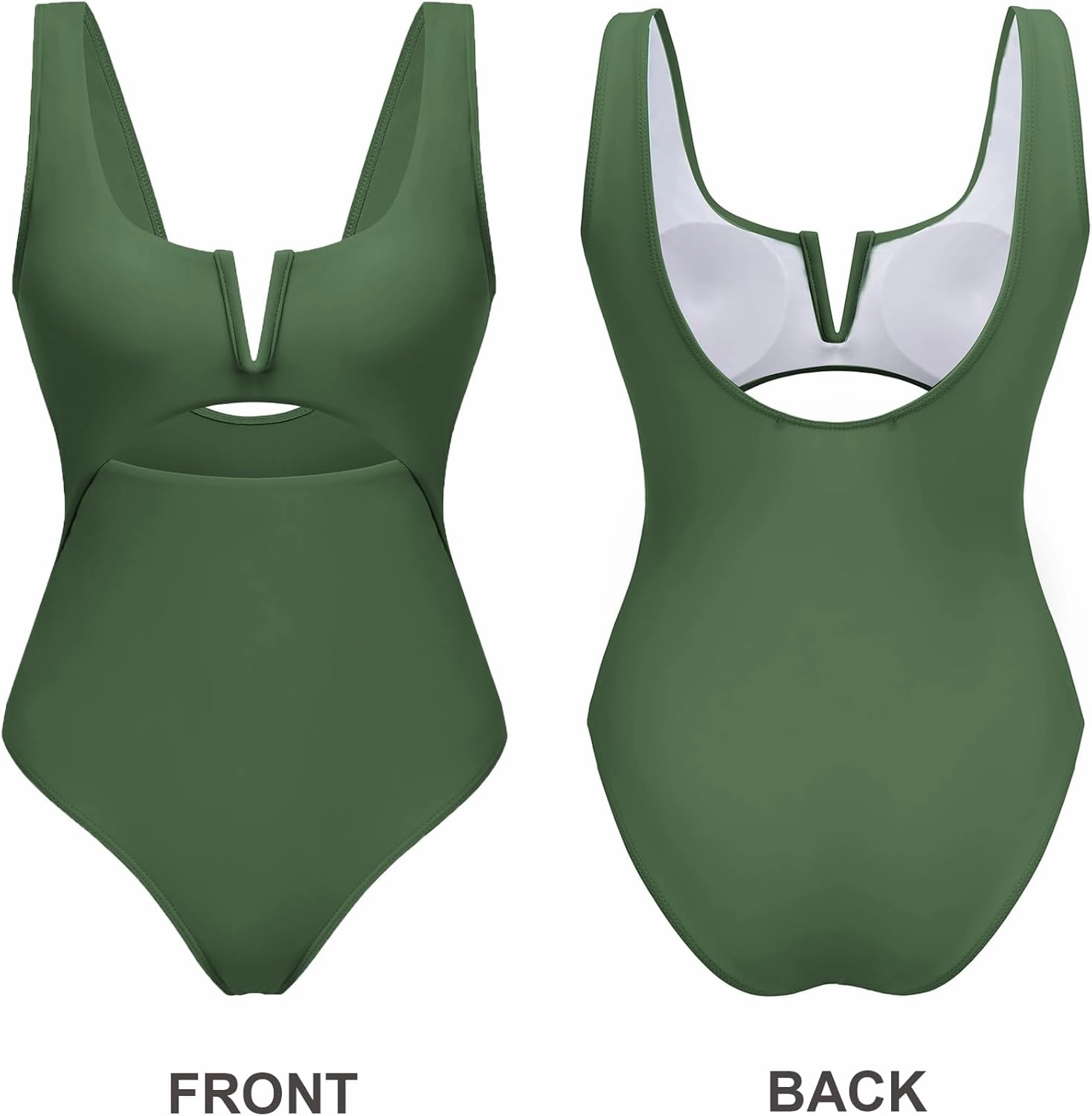 AI'MAGE Womens One Piece Swimsuits Tummy Control Bathing Suit 2025 Cutout High Waisted V Neck Monokini Swimwear