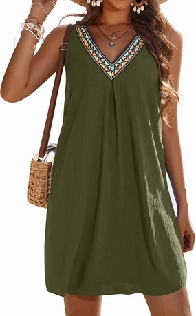 AI'MAGE Womens Sleeveless Swimsuit Cover Up V Neck Bathing Suit Coverups Bikini Beach Vacation Tank Dresses S-3XL