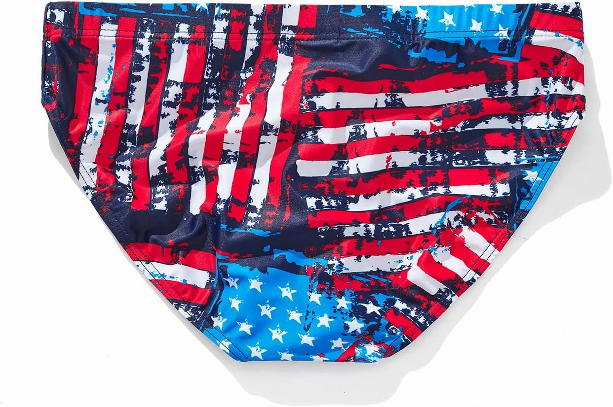 AIMPACT Mens Stripe Swim Briefs Retro Swimwear Sexy Bikini Swimsuit Print Bathing Suit