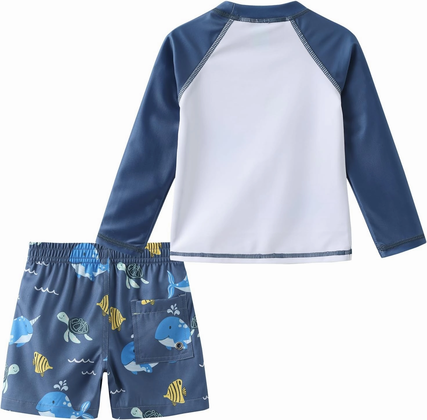 Aisyee Toddler Baby Boys Rash Guard Set for Kids Boys Swim Set with Swim Trunks Long Sleeve Bathing Suits