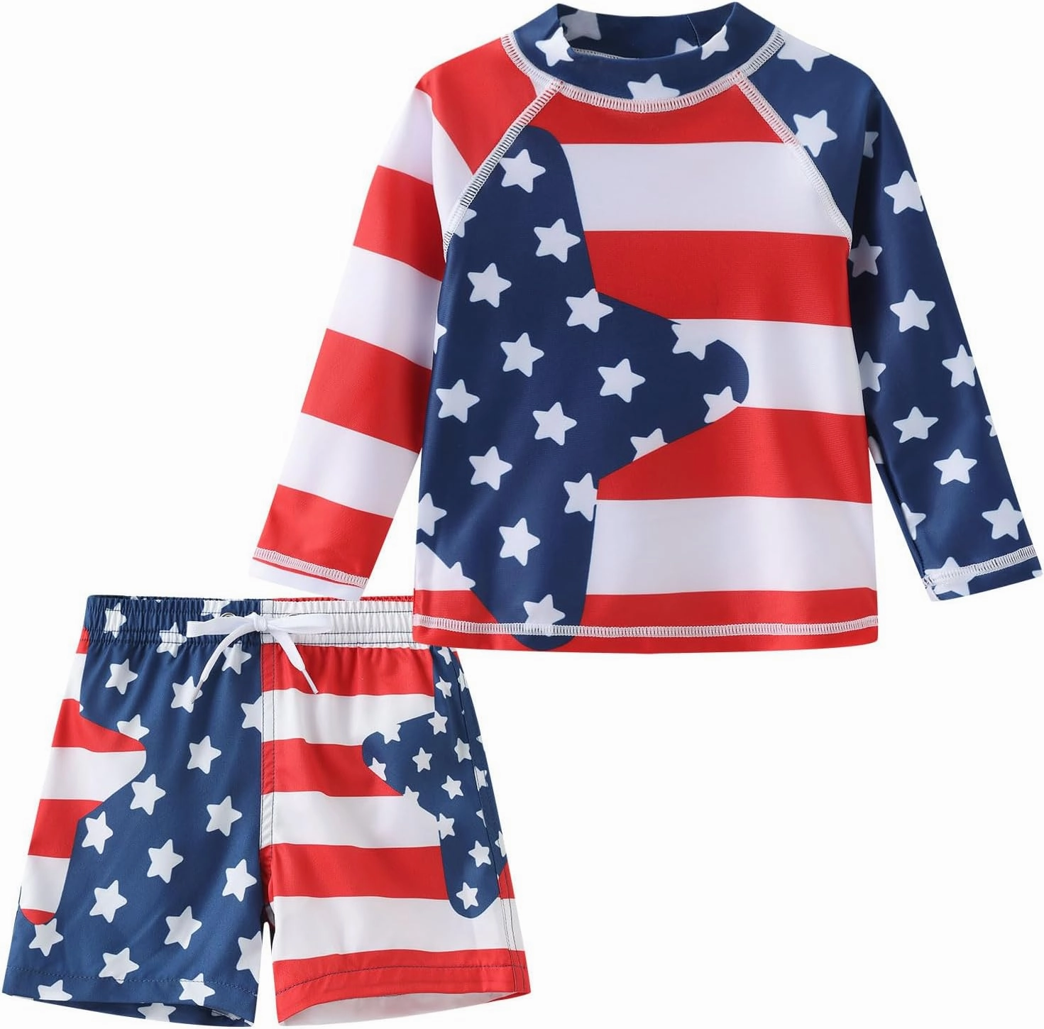 Aisyee Toddler Baby Boys Rash Guard Set for Kids Boys Swim Set with Swim Trunks Long Sleeve Bathing Suits