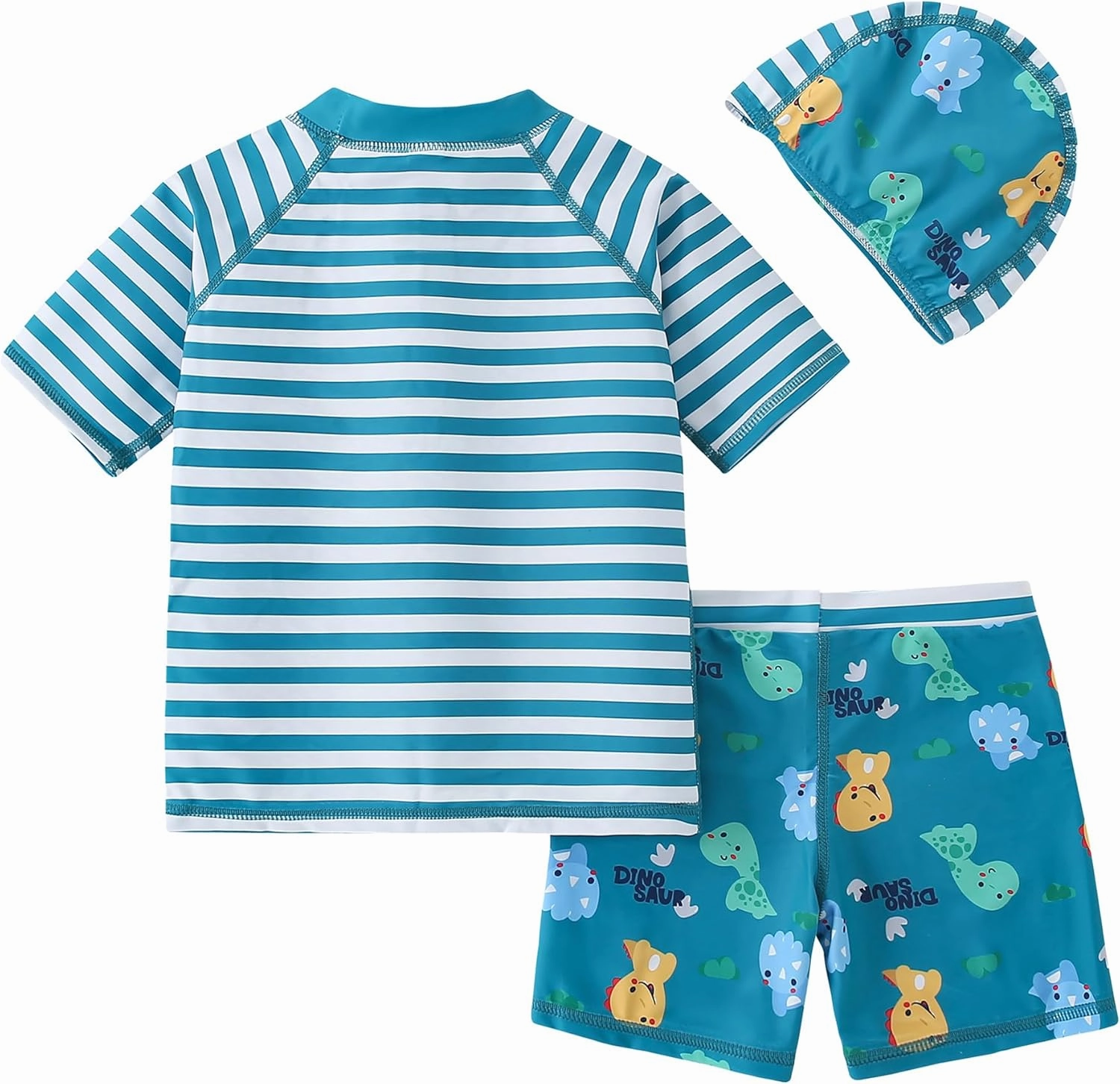 AIWUHE Toddler Boys Swimsuit Set Rash Guard Boys' Swimwear Two Piece Bathing Suit and Swim Trunk with Hat UPF 50  3-8Y
