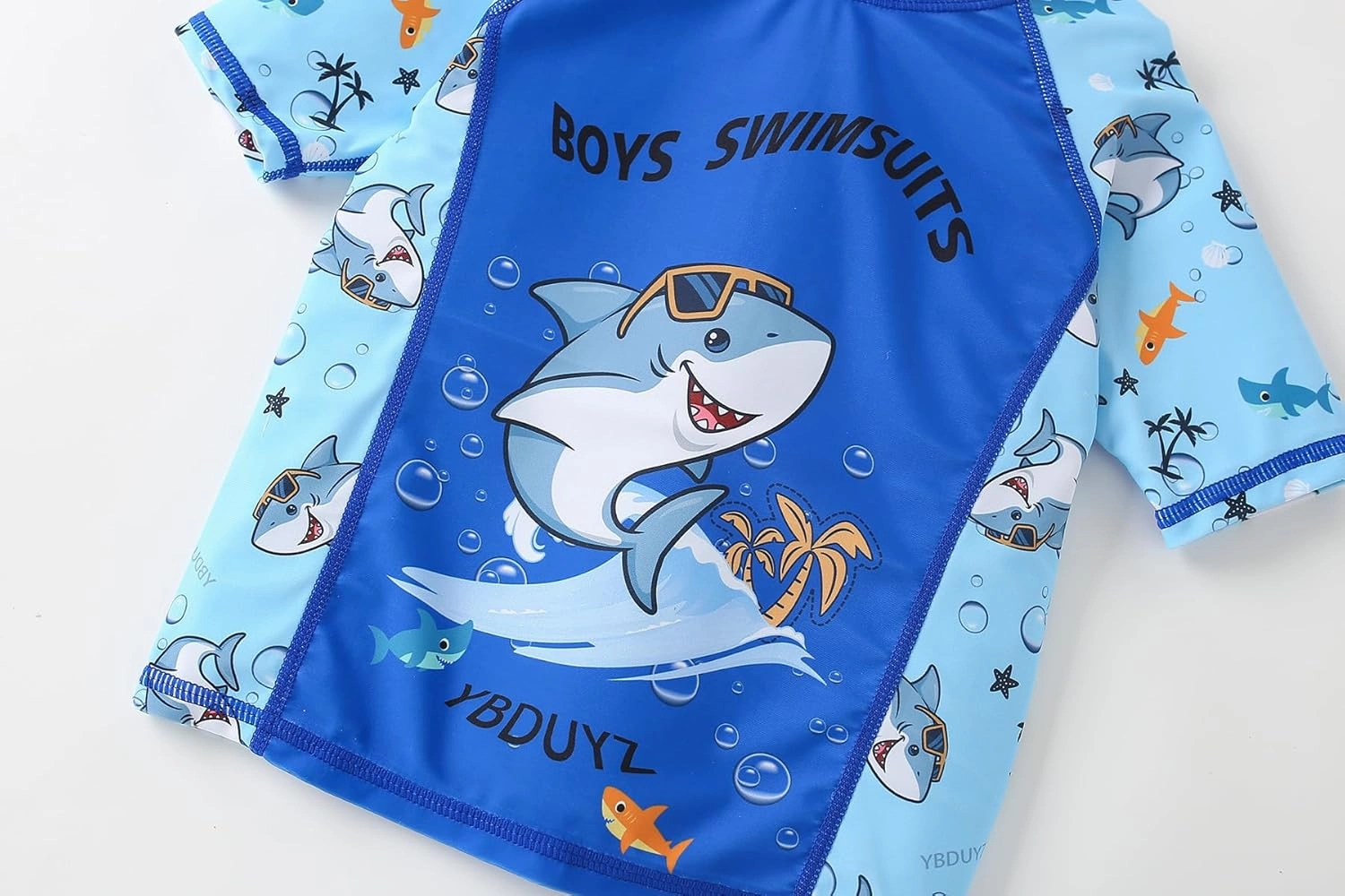 AIWUHE Toddler Boys Swimsuit Set Rash Guard Boys' Swimwear Two Piece Bathing Suit and Swim Trunk with Hat UPF 50  3-8Y