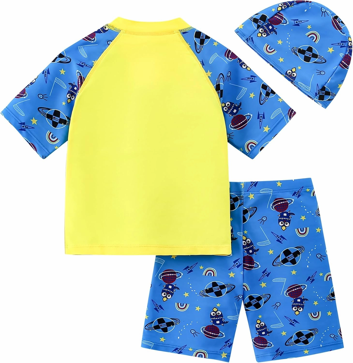 AIWUHE Toddler Boys Swimsuit Set Two Piece Shark Bathing Suit Boys' Swimwear Trunk and Rashguard Set 2-7Y