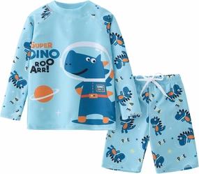 AIWUHE Toddler Boys Swimsuit Two Piece Rash Guard Shirt   Trunks Set Long Sleeve Swim Set Sunsuit Swimwear Bathing Suit 2-7Y