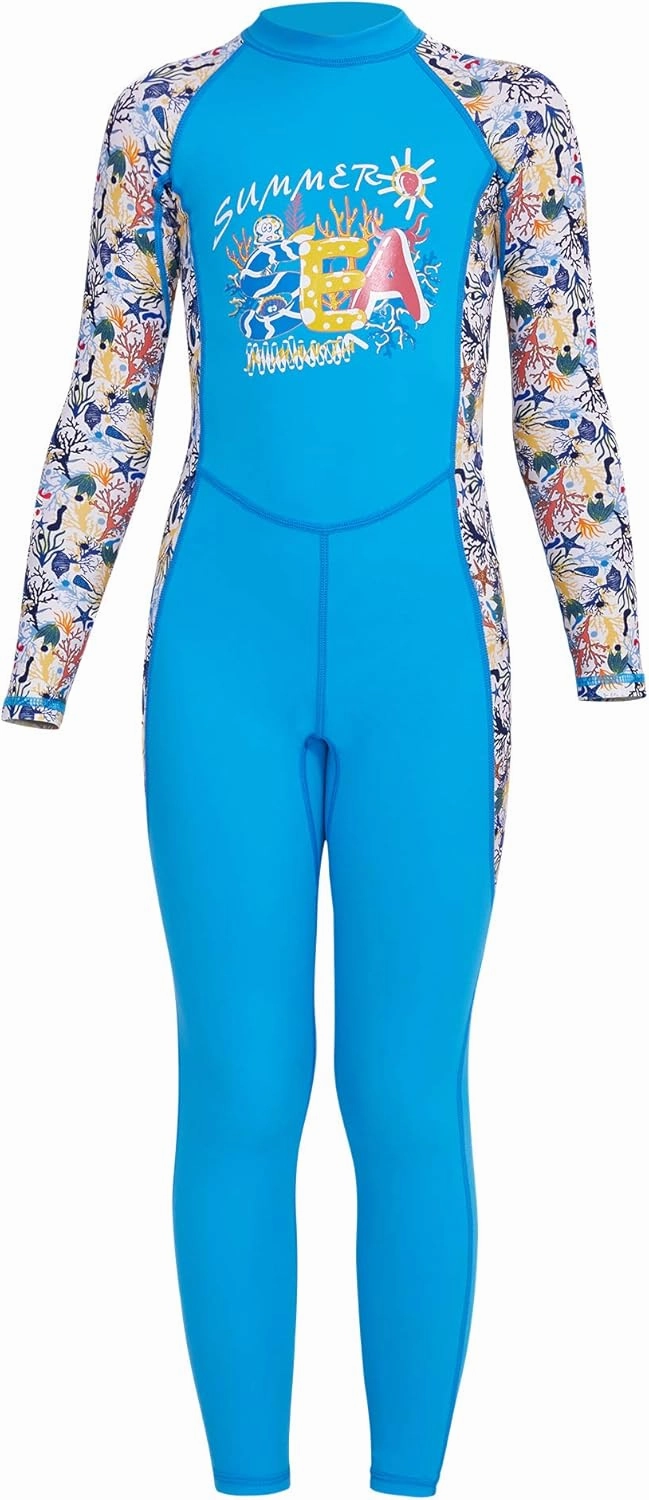 AIWUHE Toddler Full Body Swimsuit Girls One Piece Swimwear Long-Sleeve Rash Guard UPF 50  Bathing Suit Sunsuit Sets 2-8Y