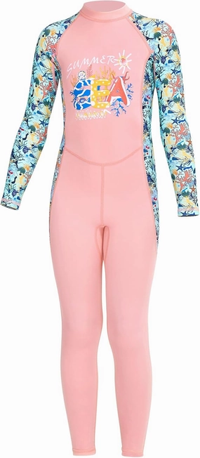 AIWUHE Toddler Full Body Swimsuit Girls One Piece Swimwear Long-Sleeve Rash Guard UPF 50  Bathing Suit Sunsuit Sets 2-8Y