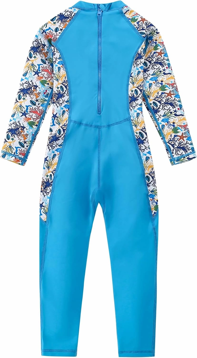 AIWUHE Toddler Full Body Swimsuit Girls One Piece Swimwear Long-Sleeve Rash Guard UPF 50  Bathing Suit Sunsuit Sets 2-8Y