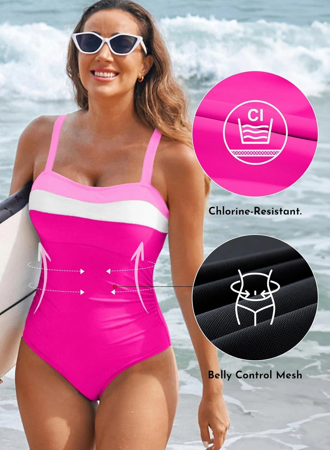 Aleumdr One Piece Swimsuit Women Athletic Bathing Suits Color Block Womens Swimsuits Swimwear
